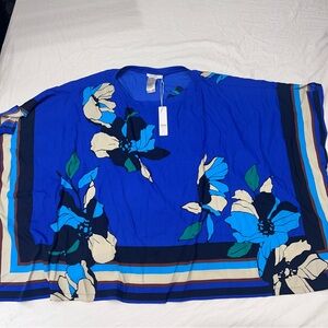 NWT Chico's Coastal Air East West Poncho Blue Grotto L/XL